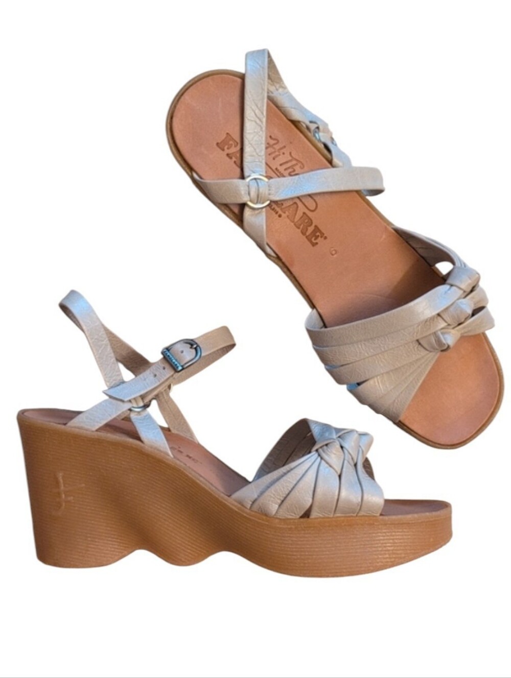 NEW Famolare Platforms White Strappy Leather Sandal Made In Italy Size 9